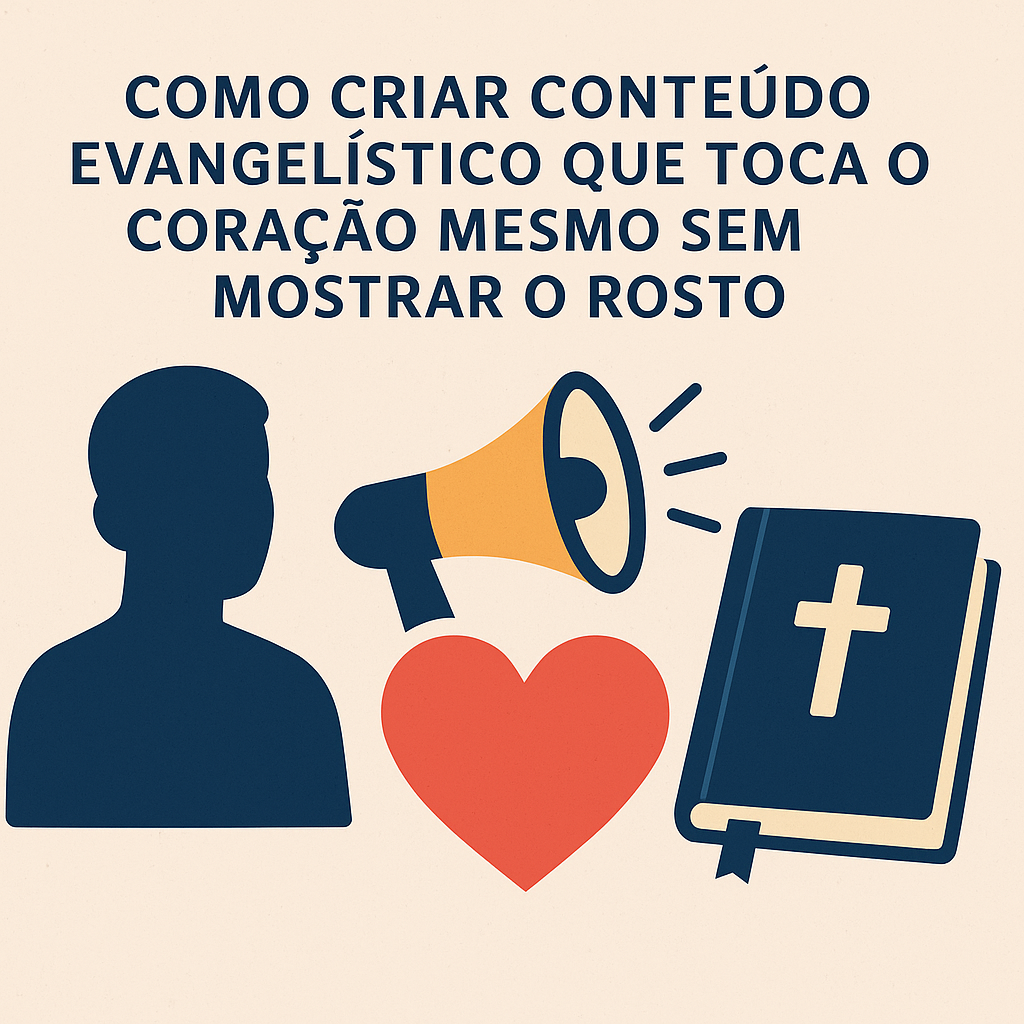 Ilustração de conteúdo evangelístico com megafone e Bíblia tocando o coração, mesmo sem mostrar o rosto.
