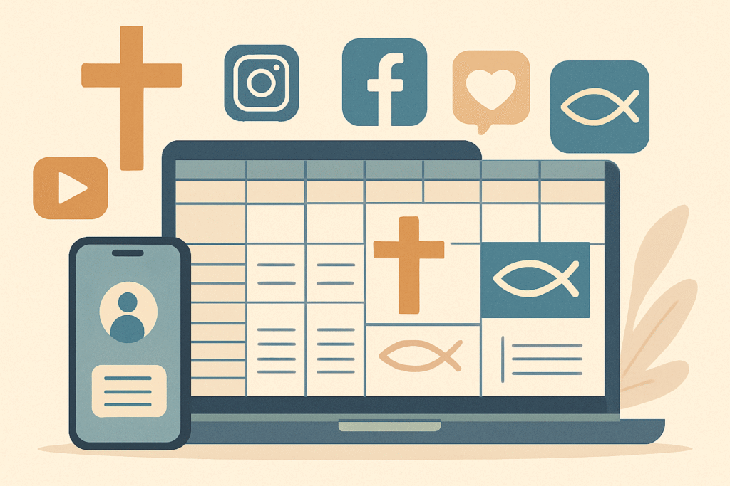 Aplicativos cristãos para redes sociais organizando cronograma evangélico semanal